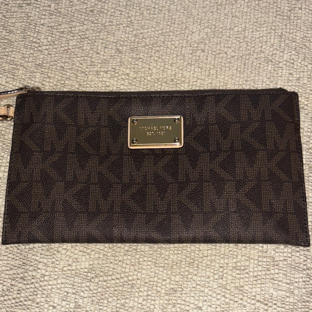 Michael Kors Dark Brown Monogram Pouch